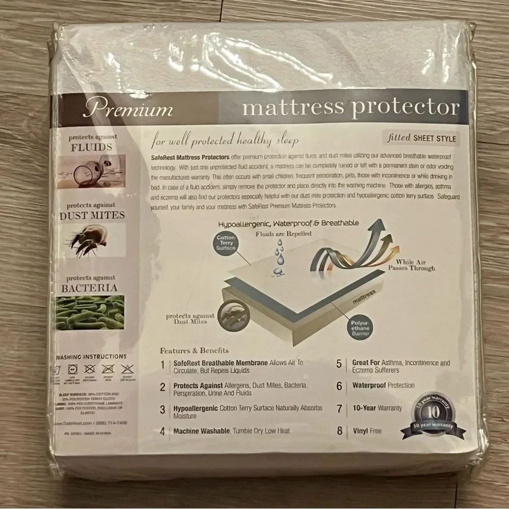 SafeRest Cali King Size Premium Hypoallergenic Waterproof Mattress Protector